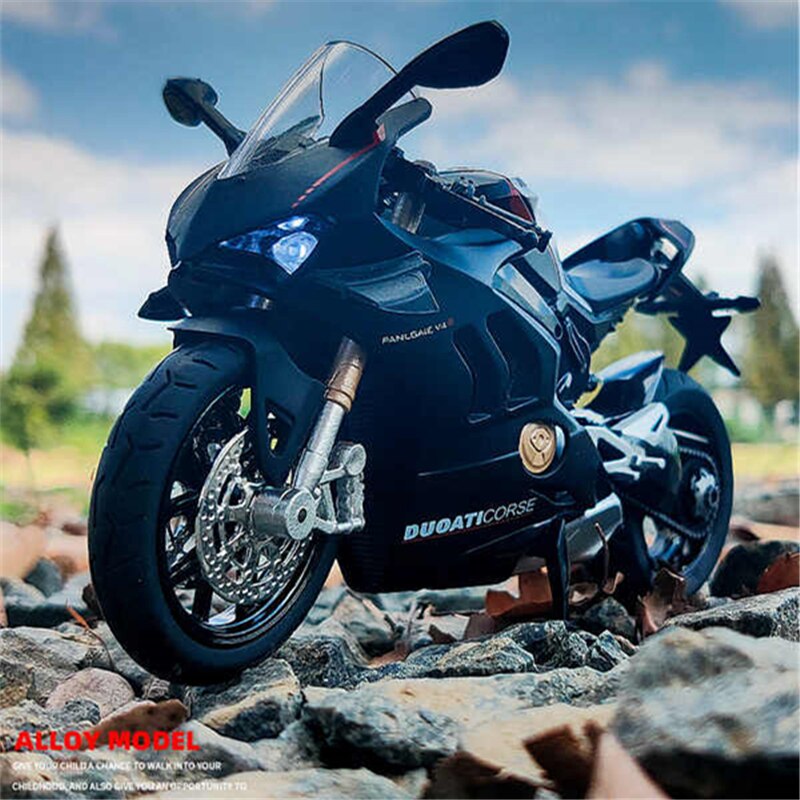 1/12 Ducati Panigale V4S Racing Cross-country Motorcycle Model Simulation Alloy Toy Street Motorcycle Model Collection Kids