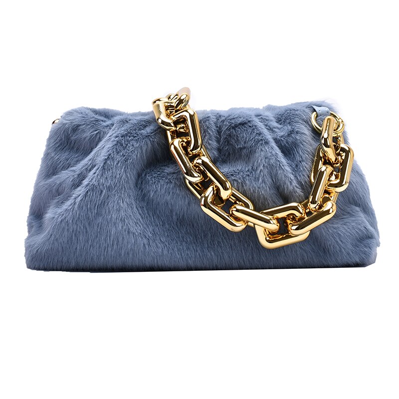 Bolso de mano de piel falsa para mujer, bolsa de mano femenina de , Estilo clásico: Azul