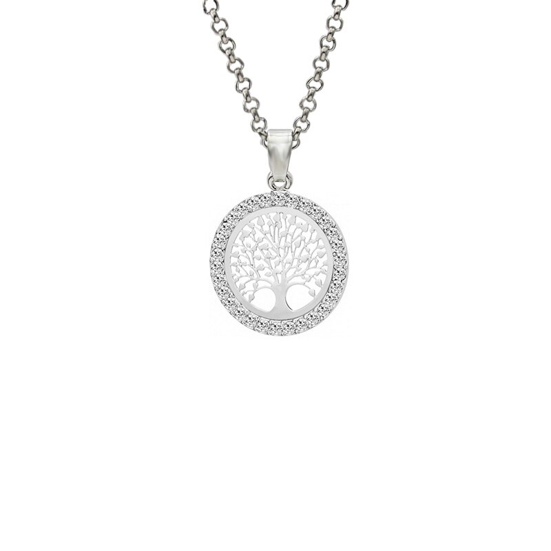 JAKONGO Goud Kleur Crystal Boom van Het Leven Charm Hanger Collier voor vrouwen Vriendschap Ketting 60cm: Platinum Plated