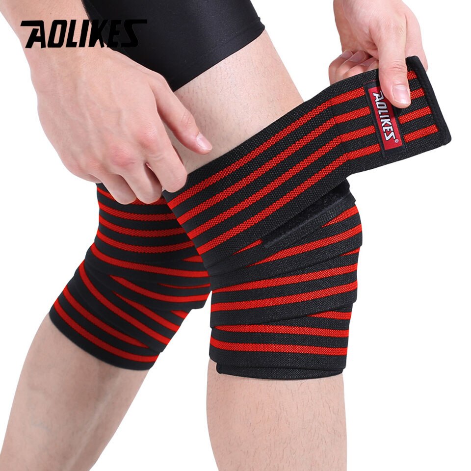Aolikes 1 kpl 180*8cm fitness painonnosto jalka polvi puristushihnat kääreet kuminauhat povernosto kyykky harjoitus: Musta punaisella