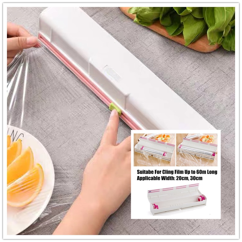 20cm/30cm husholdningsfilm kniv glidende klinge fødevarekvalitet abs køkkenværktøj folie og husholdningsfilm wrap dispenser skærer til mad film