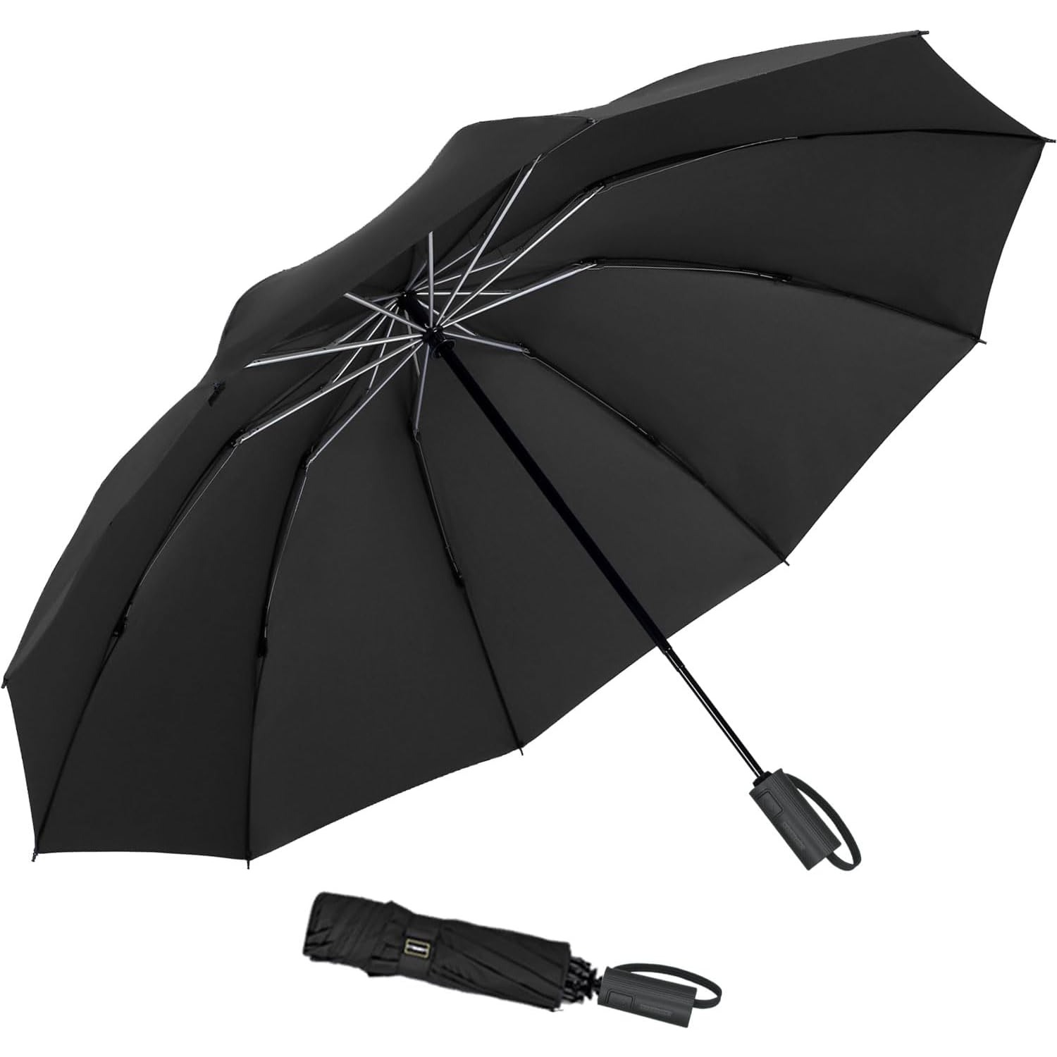Paraguas plegable extra grande con doce varillas, tela resistente al viento y a la lluvia, adecuada tanto para días soleados como lluviosos, fácil de llevar
