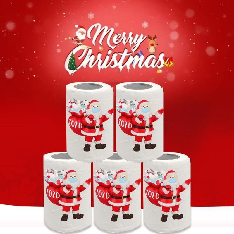 Papier toilette de noël motif couleur père noël bonhomme de neige papier hygiénique maison de noël Navidad papier toilette de noël