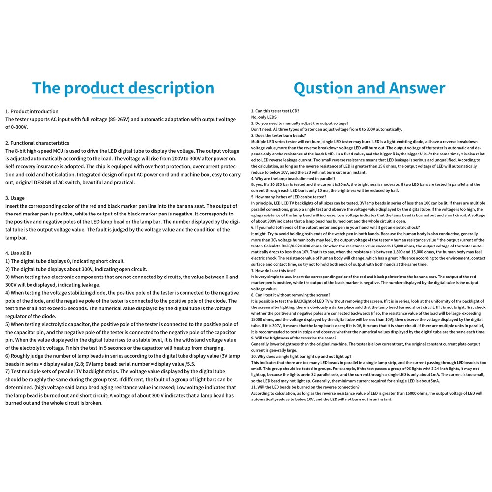 Led Lamp En Tv Backlight Tester Multipurpose Led Strips Kralen Test Tool Meetinstrumenten Led Tester 0-300V Uitgang