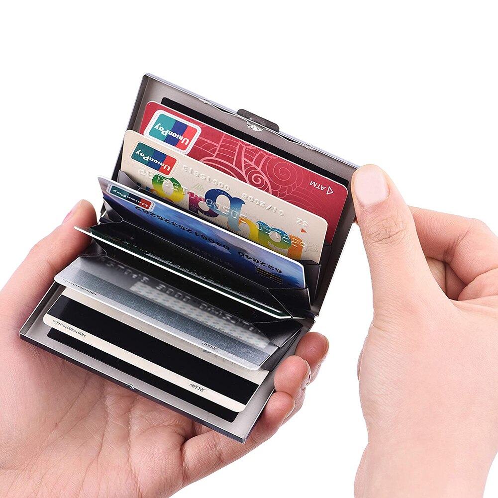 RFID Anti-theft Credit Card Holder Stainless Steel Mini Wallet Purse Women Men Business Bank Card Safety Protection Case Bag