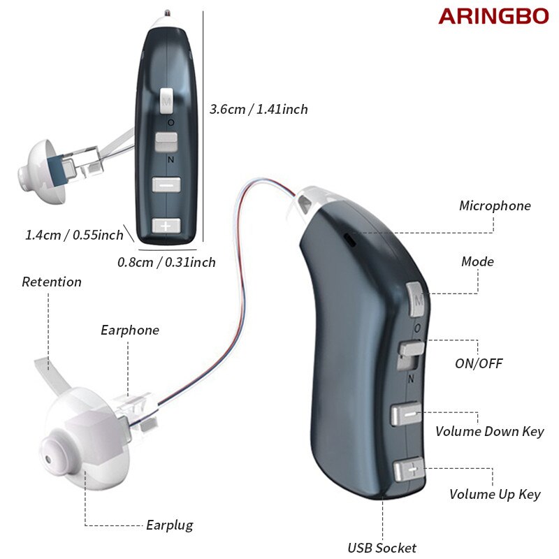 Aringbo – prothèse auditive BTE Rechargeable, amplificateur sonore pour la surdité
