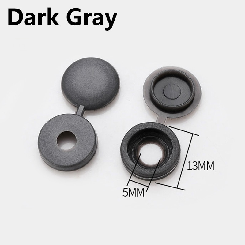 100Pc Screw Cover Fold Caps Button Plastic For Car Furniture M4 M5 Self-tapping Decorative Cover Prevent Dust Hardware Screw Cap: Dark Grey