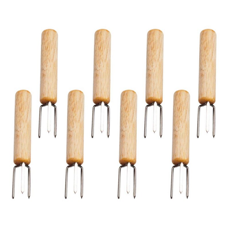 8 pièces outils de Barbecue en acier inoxydable viande Grill fourchette guimauve rôtissoire bâtons en plein air cuisson porte-maïs BBQ fourchette outil