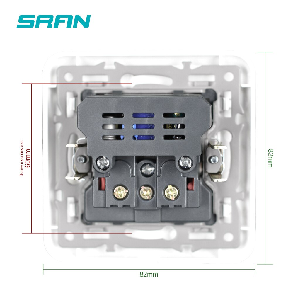 SRAN EU wall double socket with USB, 220v 16A electrical outlet 153*82mm crystal glass panel Home improvement plug