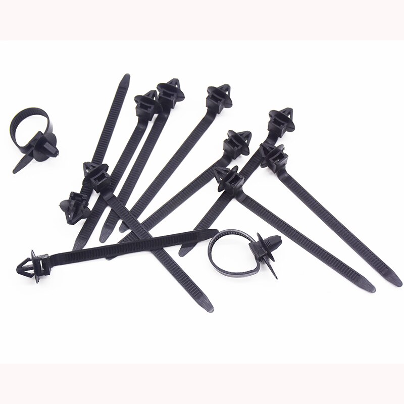 50Pcs Car Cable Fastening Ties Nylon Black Car Auto Cable Strap Push Mount Wire Tie Retainer Clip Clamp