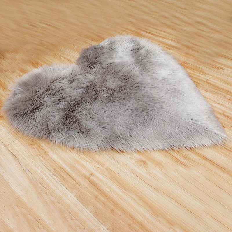 Alfombra peluda larga, alfombra peluda azul, blanca y rosa, alfombras de piel con forma de corazón, lana suave Artificial, piel de oveja, alfombra para puerta de dormitorio y habitación de bebé