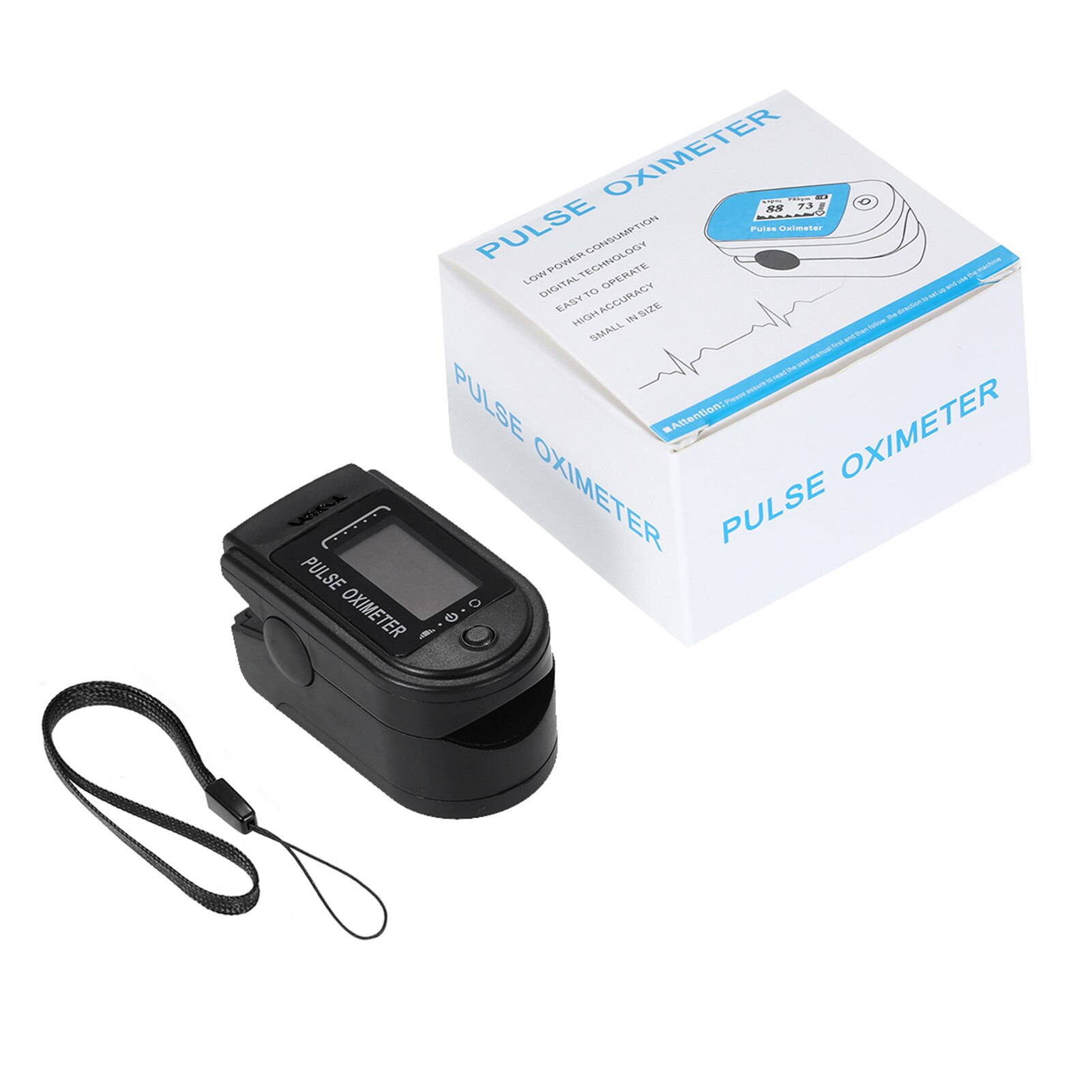 Fingertip Pulsoximeter LED Digital Display für Gauging Pulse Rate Blut Sauerstoff Sättigung Ward Überwachung Home Health Care: TYPE 1 Black