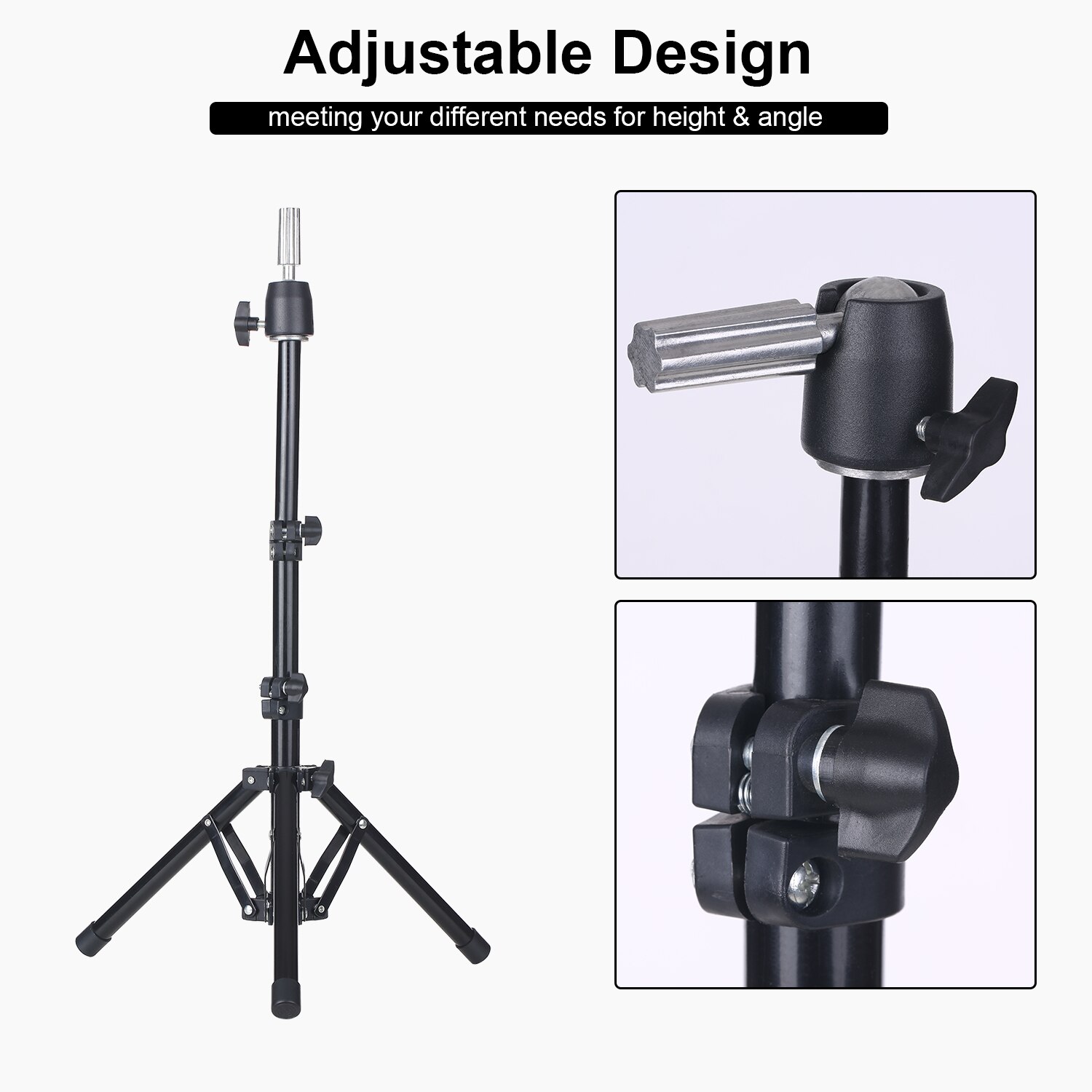 Wig Stand Tripod Adjustable Mannequin Head Stand Heavy Duty Manikin Head Tripod Stand Hairdressing Training Mannequin Head Stand