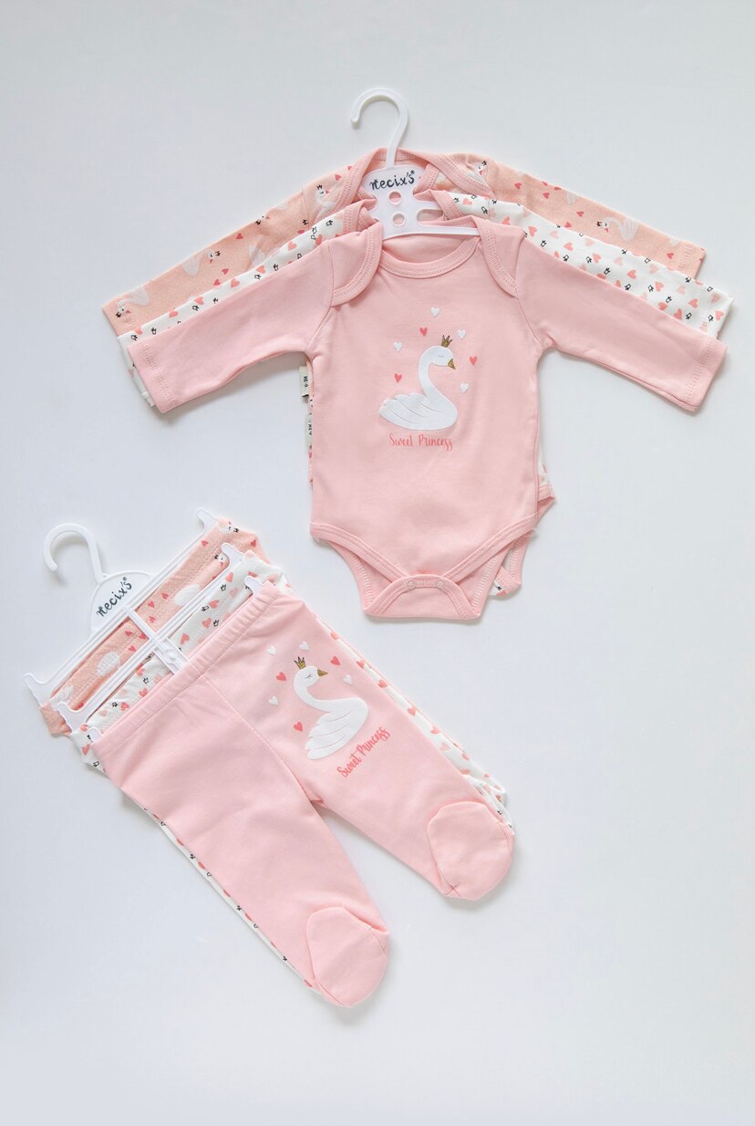 6 uds. De ropa Unisex para niños y niñas recién nacidos, patrón de 6 piezas, traje de 3 piezas, Snaps algodón, 0 a 9 meses, 100
