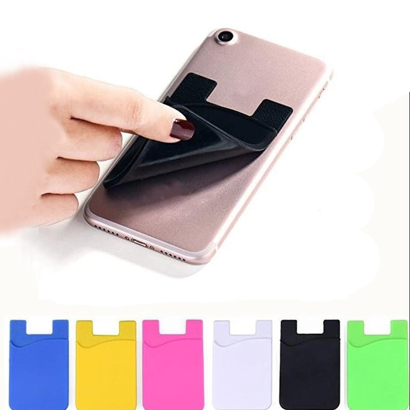 3M Sticker Back Cover Kaarthouder Pouch Voor Telefoon Mobiele Telefoon Snoep Kleur Mouw Voor Mobiele Telefoon Pouch credit Kaarthouder