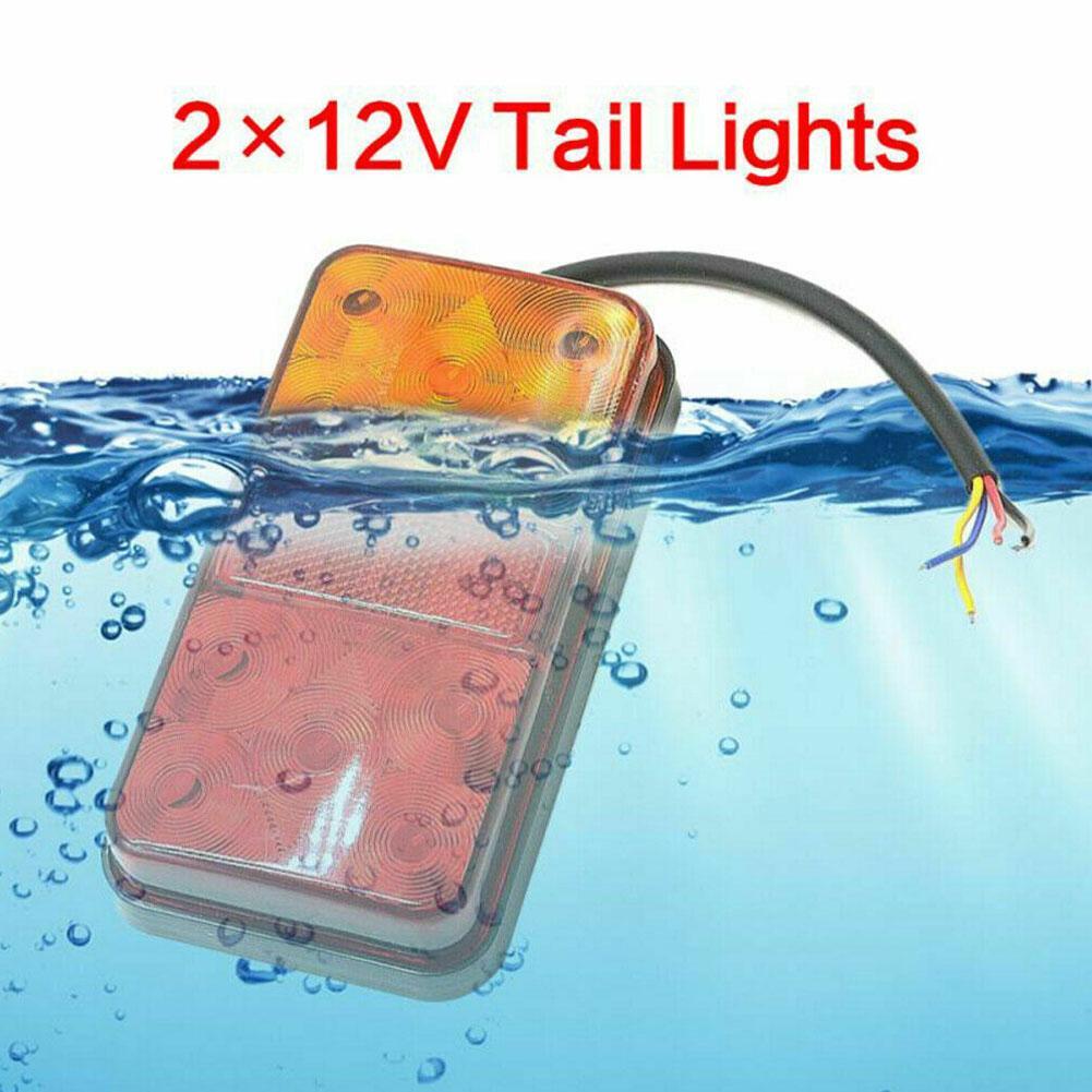2PCS LED Waterproof Tail Lights Kit RV Camper Trailer Truck Rear Turn Signal Lamp Number Plate Light Rear Reverse 12V