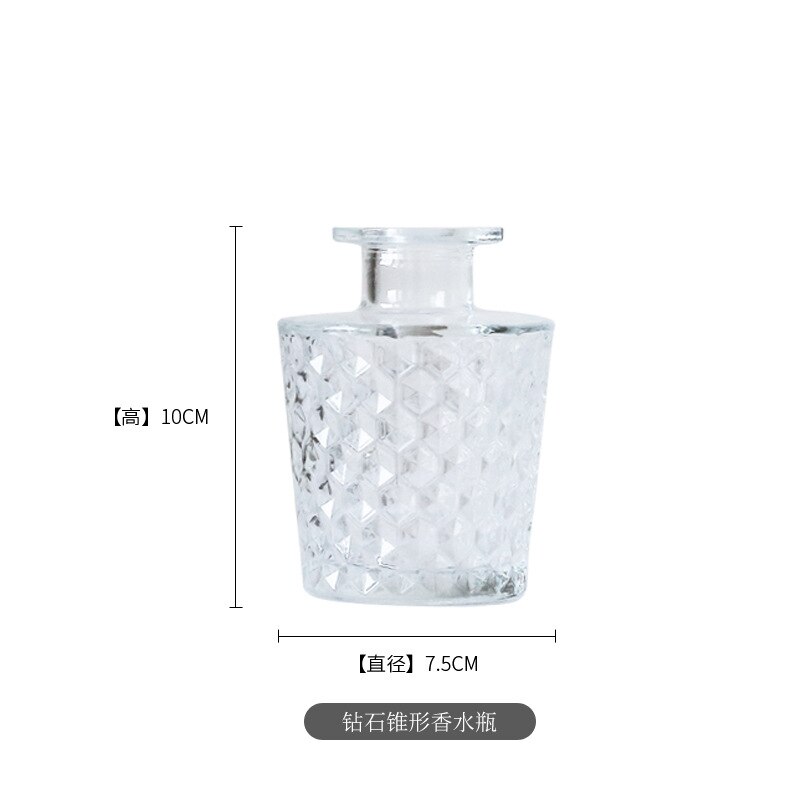 Diffuseur de roseaux en verre de Style nordique, bouteilles de parfum Chic, Vase de fleurs sculptées, ornement de bureau, décoration de maison en verre: Black