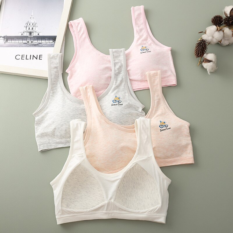 Katoen Puberteit Meisjes Bras Wire Gratis Sport Bh Voor Meisjes Ademend Tiener Meisje Opleiding Beha Met Pad Vest Tiener Lingerie 8-16Y