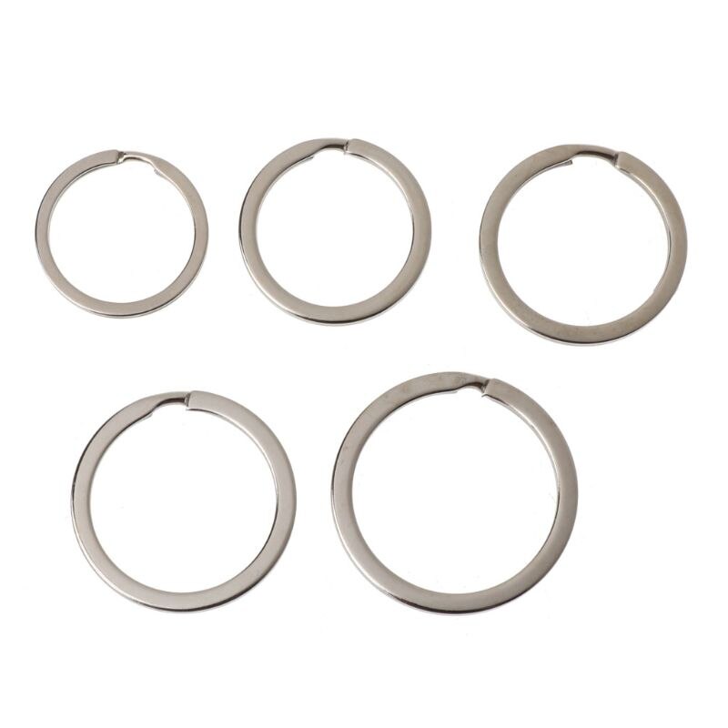 100 st metall rund platt nyckelring runda delade nyckelringar kedja 25mm 28mm 30mm 35mm