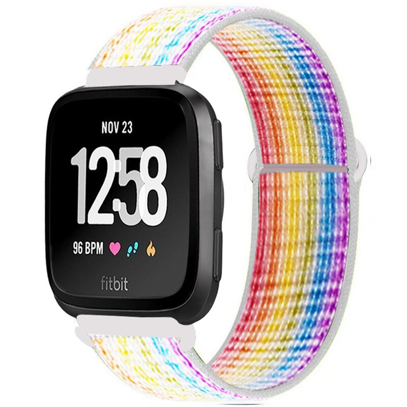 Strap for Fitbit Versa 2 band correa Smart watch replacment Watchband Nylon Sport Loop Bracelet correa Fitbit Versa 2 band: Rainbow
