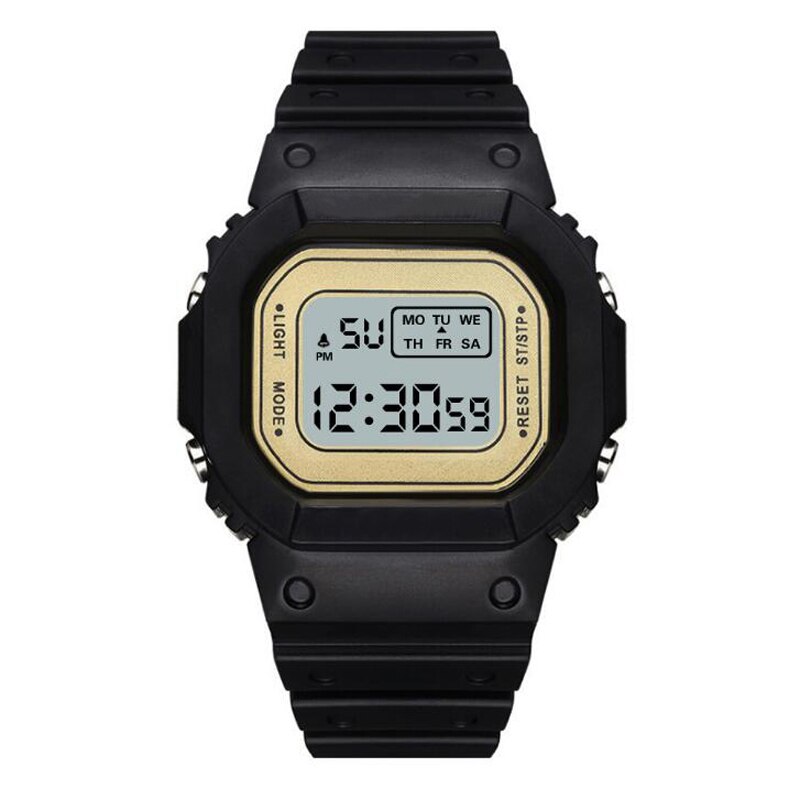 Lyx dam digital grön klocka multifunktion vattentät dam klockor unisex manlig klocka rektangel barn sportklockor: Xr4394- bkgo