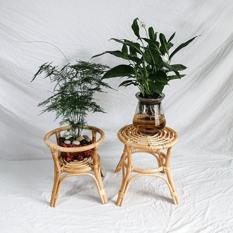 Natural Rattan Plant Stand Rack Indoor Flower Pot Holder Garden Vine Trellis
