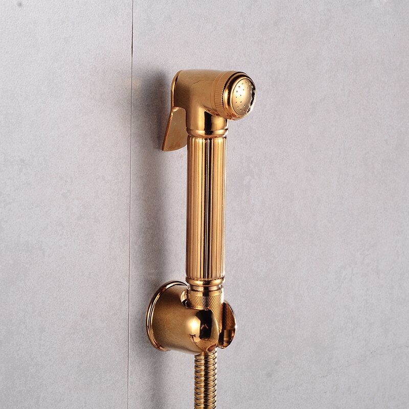 Jet Bidet Kranen Hand Held Bidet Sproeier Douche Kit Wc Bidet Kranen Goud Messing Carving Shattaf Douchekop Koperen Klep set