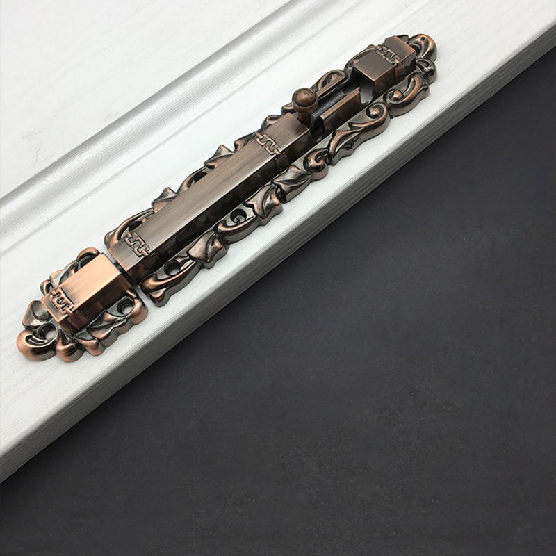 Antique door bolts latch red bronze European sliding door bolts lock flush wood door safety hardware for furniture interior