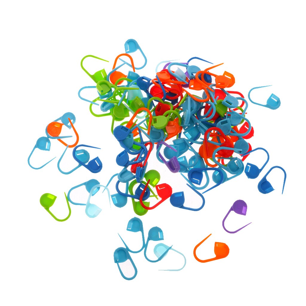 100 Plastic Assorted Knitting Craft Crochet Locking Stitch Needle Clips