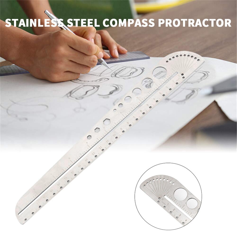 Protractor Carpenter Tools Multifunctional Ruler Stainless Steel Angle Protractor Measuring Tool Protractor Ruler Woodworking