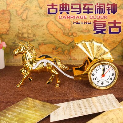 American Style Retro Carriage Model Table Clock Office Desktop Clock Living Room Clock Cafe Restaurant Decoration