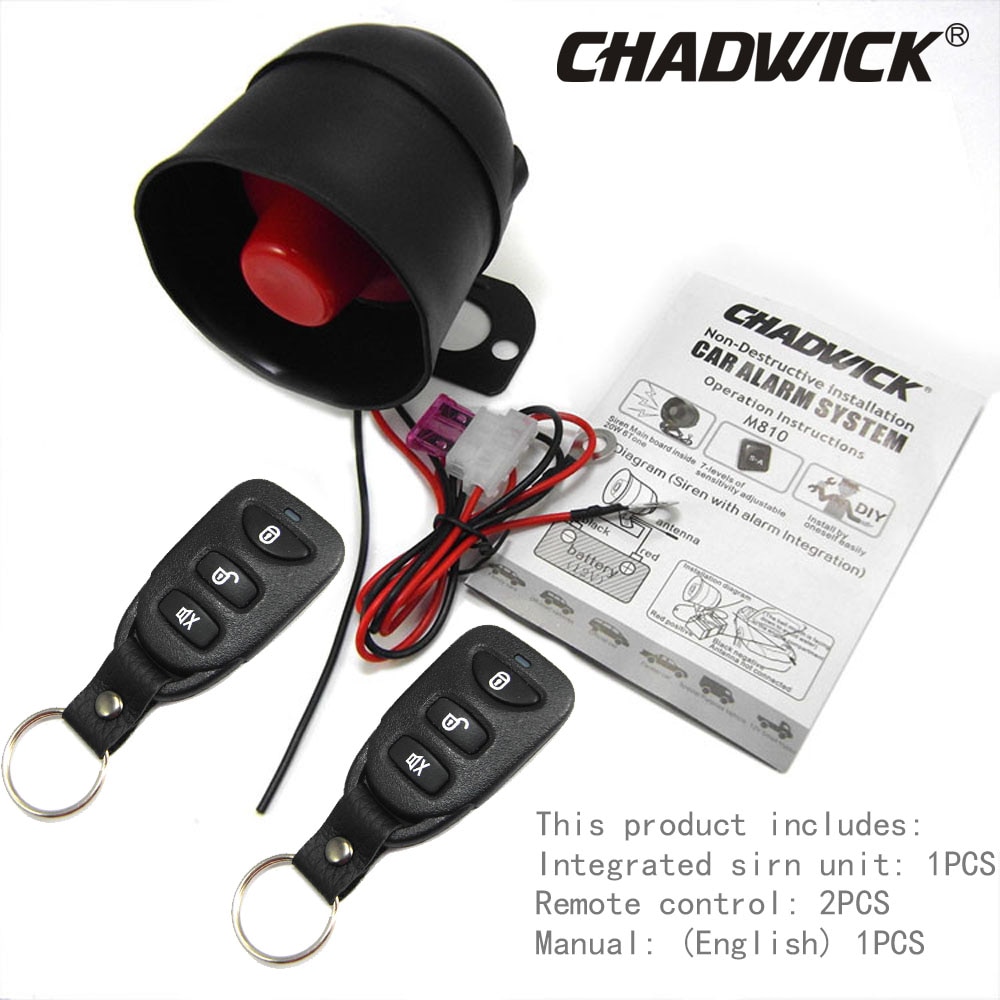 One way car alarm system easy to install Vibration alarm aloud DIY Car accessories Adjustable sensitivity 12V DC CHADWICK 8113