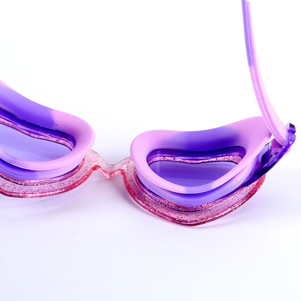 1 Pc Silicone Swimming Goggles Heart-shaped Swim Glasses Waterproof Anti-fog HD Swim Goggle for Kids Teens Toddlers (Purple)
