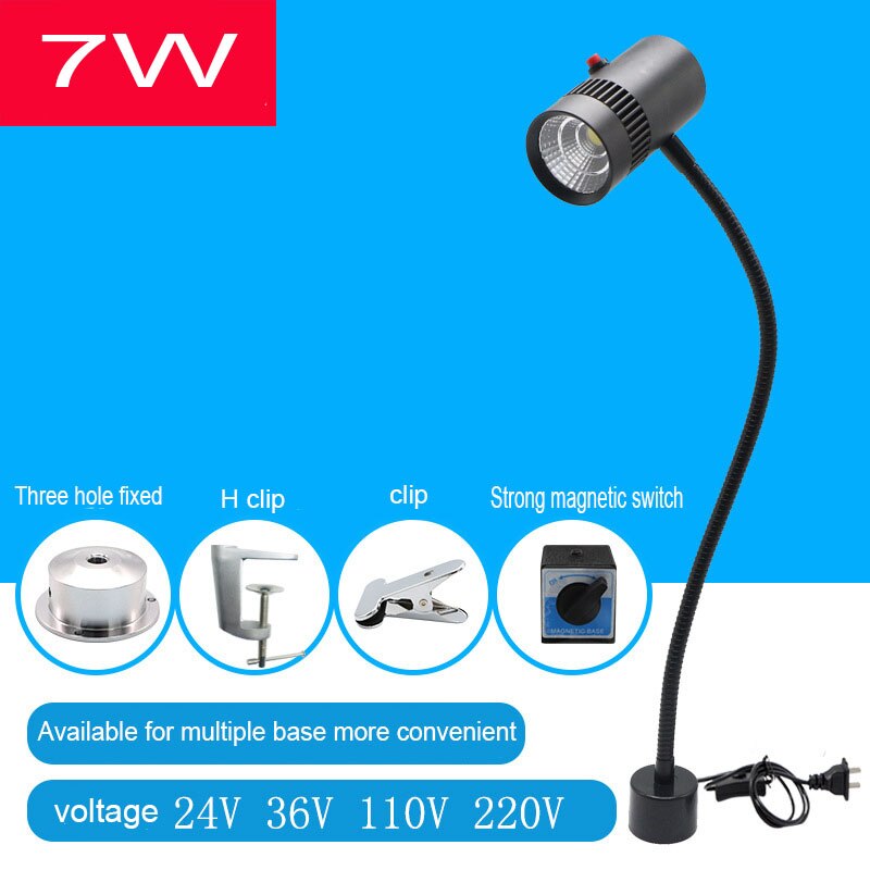 7W 110V/220V LED Machine Tool Work Light Flexiable Gooseneck Sewing Machine Work Light With Magnetic Mounted Base Portable Lamp