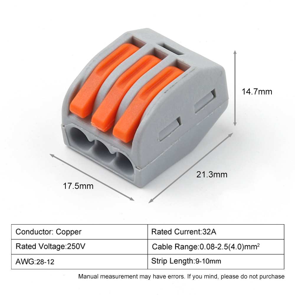 Connecteurs rapides de fil de levier, 2 trous, 3 trous, 4 trous, 5/8 trous, épissure électrique, borniers compacts, câblage, ensemble pour AWG28-12, 10 pièces: Gris foncé