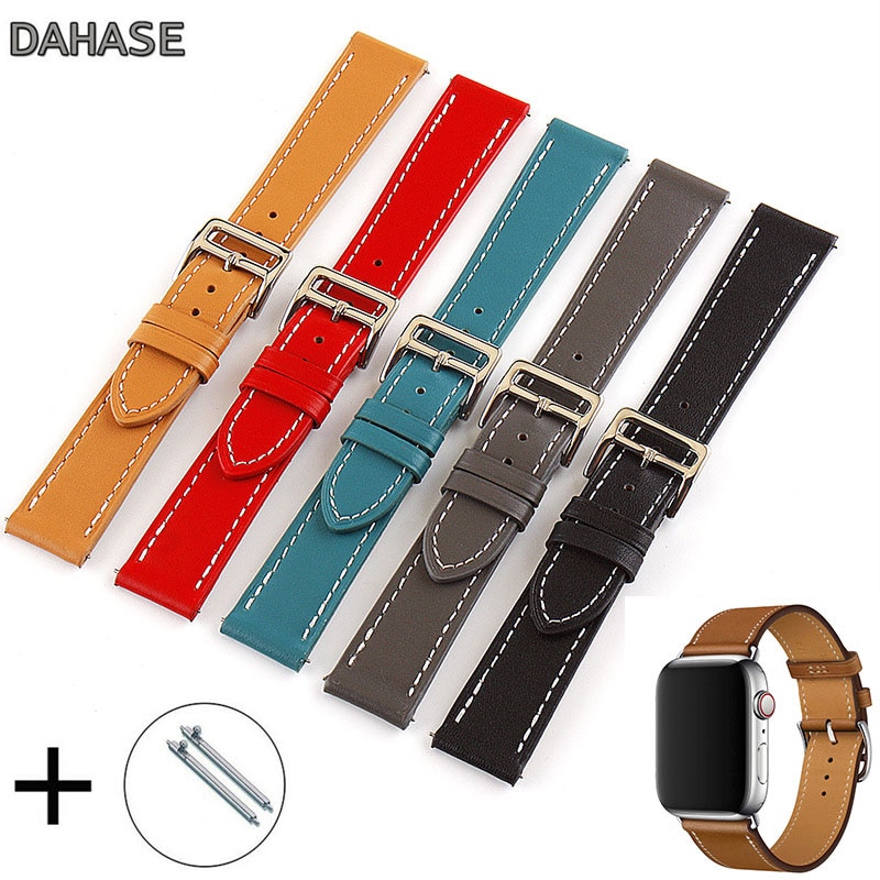 18mm 20mm 22mm 24mm Universal Single Tour Genuine Leather Watch Band Wristband For Samsung Galaxy 46/42mm Gear S3 Strap