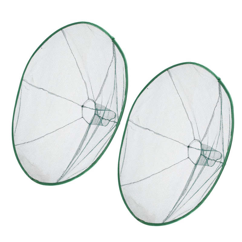 2pcs Foldable Large Net Fishing Net 80cm Nylon Mesh Landing Net Prawn Bait Crab Shrimp Fish Trap Cast Fishing Network