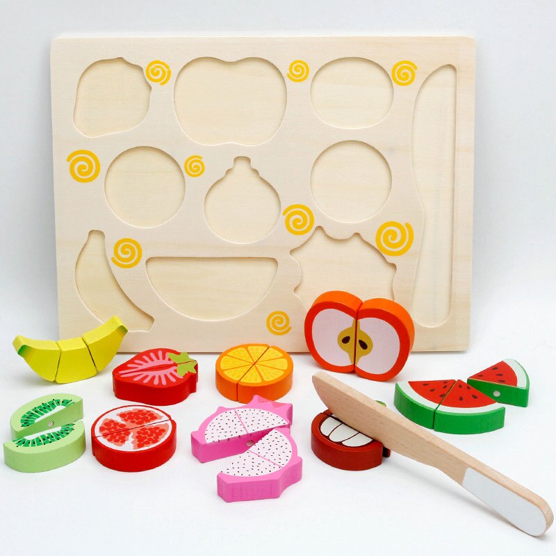 Fruit Cognitie Kinderen Magnetisch Gemonteerd Fruit Legpuzzels Kids Houten Keuken Speelgoed Houten Puzzels Play Food Speelgoed Puzzel