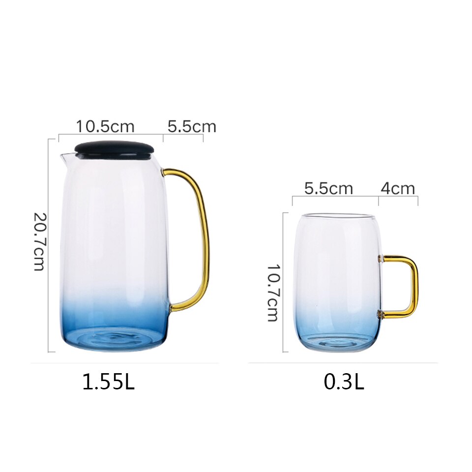 Transhome Glas Thee Pot En Cup Set Koffie Mok Glas Koffie Kopjes Set Draagbare Reizen Mok 1500 ml Thee glas Ketel