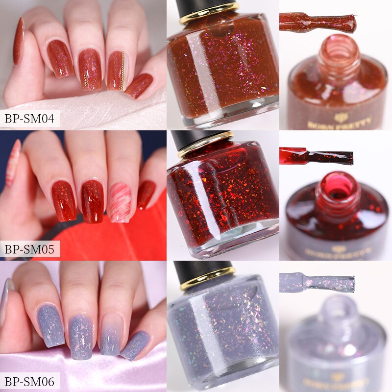 Geboren Pretty 2 Pcs Nagellak Set 6 Ml Shining Mica Transparant Rood Oranje Glinsterende Nail Art Polish Vernis manicuring