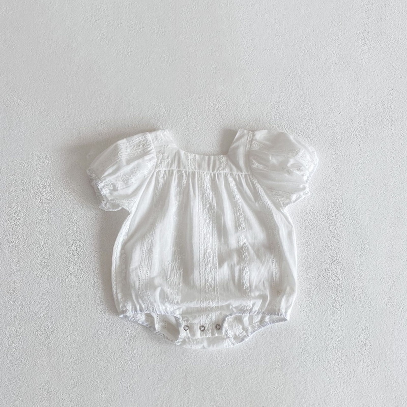 Body de algodón con cuello cuadrado para niña, mono de manga corta blanco, verde, albaricoque, ropa de niño E2045, novedad de verano 2022: white / 66cm 0-6Months