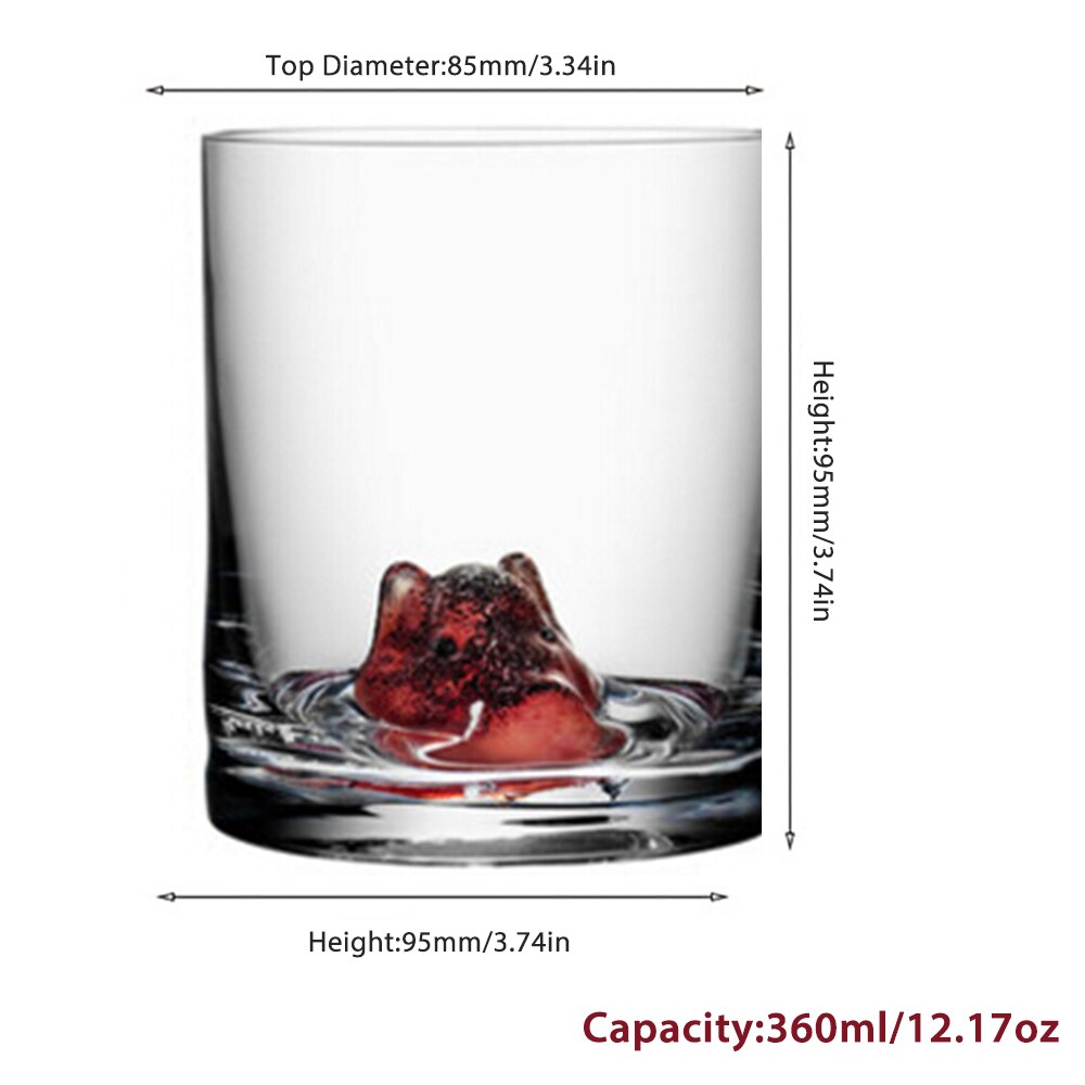 1 st 360ml djurkopp sött husdjur björn fågelglas för te öl vattenkopp blyfritt ultraklart glas: 6