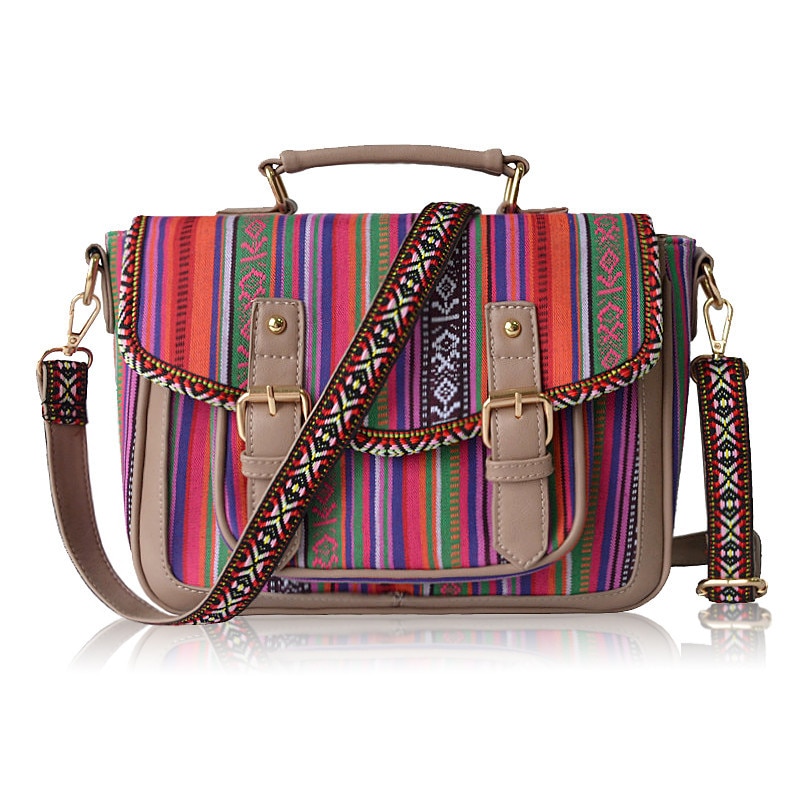 Annmouler Vrouwen Tassen Nationale Handtassen Vintage Satchel Bag 2 Kleuren Bohemian Stijl Schoudertas Crossbody Tas