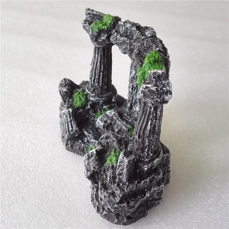 Aquário tanque de peixes quadrado roma pilares de pedra resina manual decoração retro paisagismo para aquário tanque de peixes 1 pçs