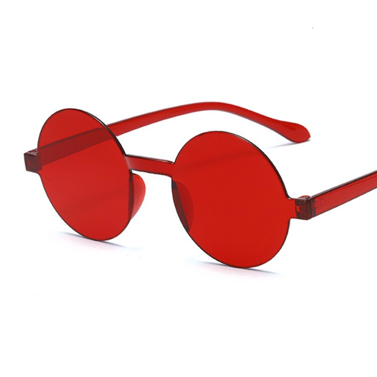 Gafas De Sol redondas y negras Vintage para mujer, De femeninos De anteojos De Sol, sin montura, De gelatina, De Color transparente con espejo: Red