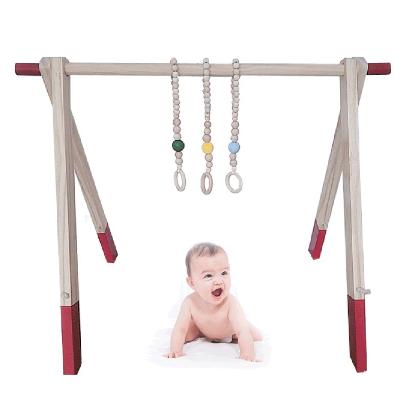 OOTDTY 1Set Nordic Cartoon Baby Wooden Gym Fitness Frame Rack Hanging Pendant Toys Kit Toddler Infant Room Decorations