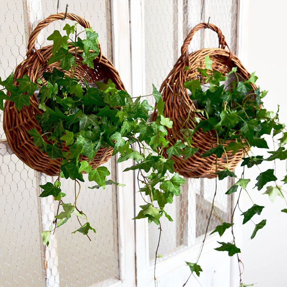 Rotting vägg hängande förvaring korg naturliga korg hem dörr blomma hängare planteringsmaskiner trädgård bröllop vägg dekoration