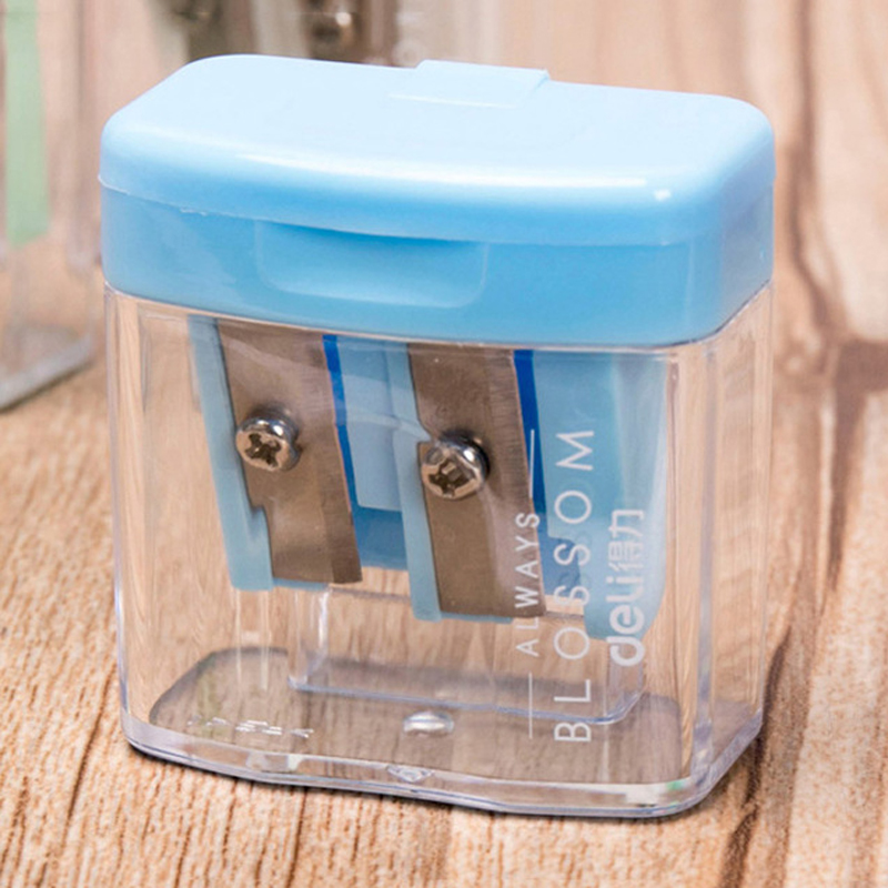 Doppel Löcher Bleistift Spitzer Süssigkeit Farbe transparent Standard Bleistift Schneiden Maschine Schüler Liefern Schule Büro Schreibwaren: Blau