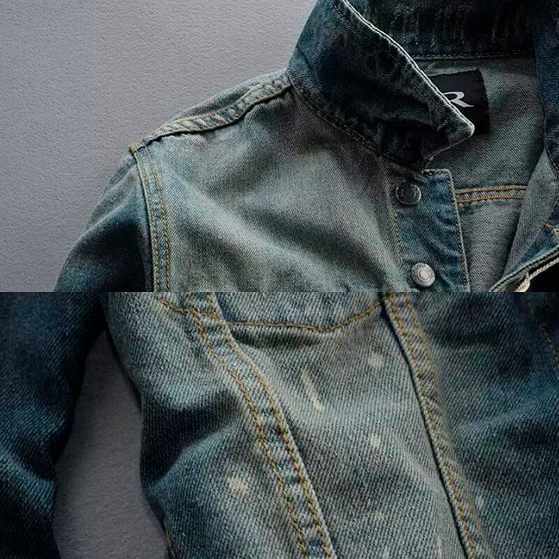 Denim Bomberjack Mannelijke Solid Slim Casual Mannen Katoen Dunne Korte Turn-Down Kraag Kleding