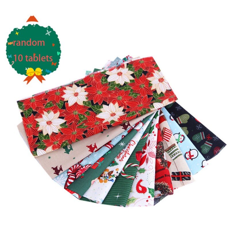 5/10Pcs Christmas Cotton Fabric Bundles Sewing Square Patchwork Precut Scraps For DIY Christmas Stocking Tree Wreath Doll Dress